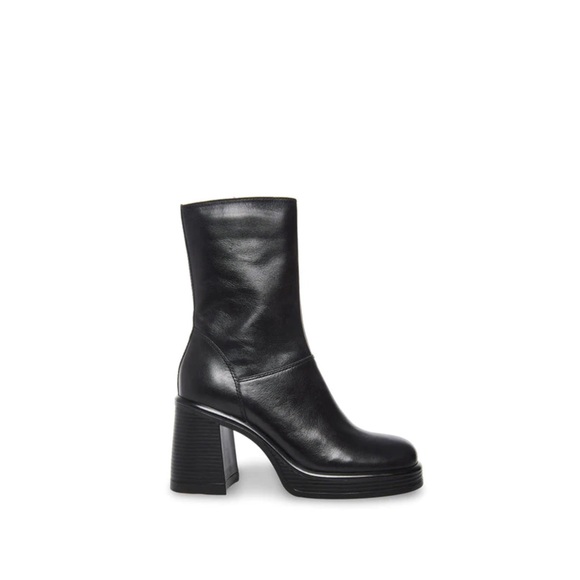 Steve Madden - Fantsie - 90 Revival Square Toe Chunky Heel Boots - Black - Picture 1 of 5